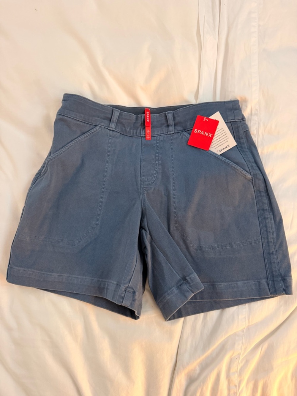 SPANX Dusty Blue Stretch Twill 6” Shorts